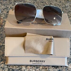 New Burberry Silver and Brown Sunglasses